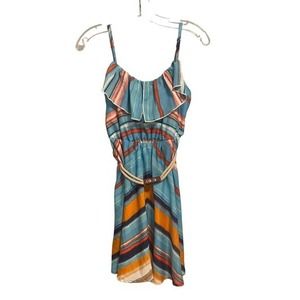 Sequin Hearts Multicolor Mini Dress Rope Belt Size Small‎ Pre-owned